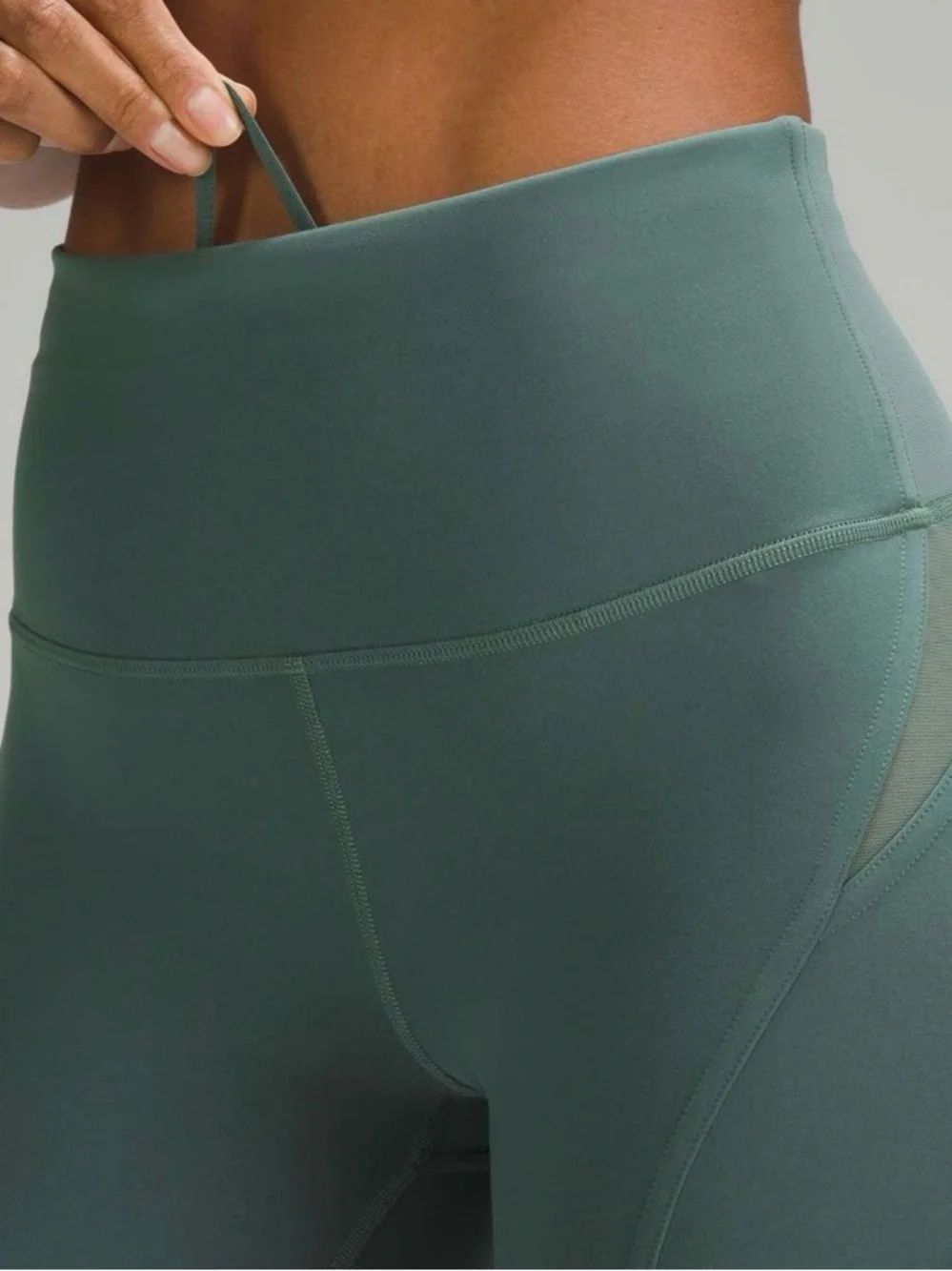 Lululemon Wunder Train Mesh Panel High-Rise Crop 21 Medium Forest W6CPAS Mesh 10 - Picture 3 of 14
